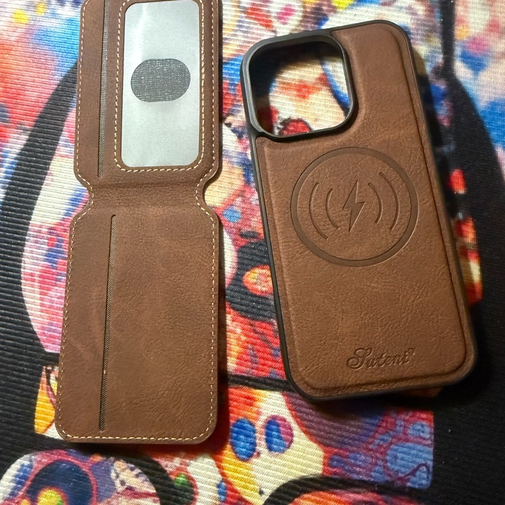 Brown Leather Phone Cases with Minimalist Design and Embossed Logo